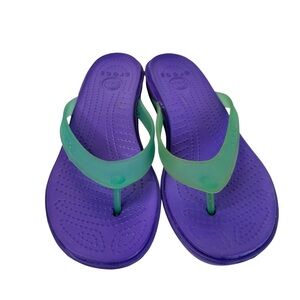 Crocs Y2K Carlie Wedge Thong Ultraviolet Aqua Platform Sandals Beach Size 8